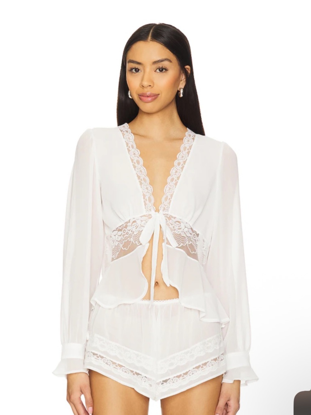 Revolve Kat the Label white Betty blouse NWT size Small - Picture 2 of 12